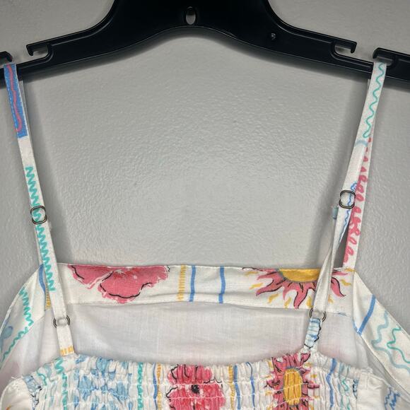 Japna Mini Sundress Amalfi Coast Print Smocked Back Coastal Linen Blend Womens M - Picture 6 of 12